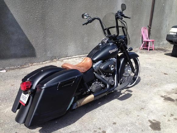 harley fld switchback with our extended bags and fender