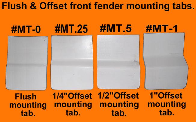 flat and offset motorcycle front fender mounting brackets / tabs